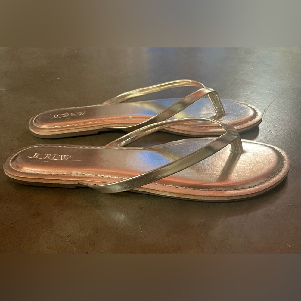 J.Crew Factory Metallic Gold Flip Flops